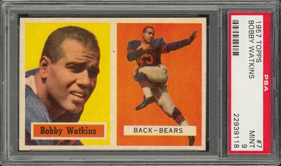 1957 Topps Football #7 Bobby Watkins – PSA MINT 9